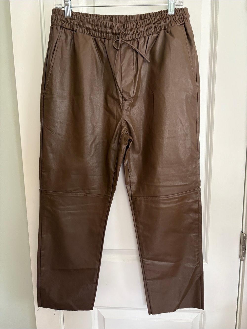 NWT Deluc Fleetwood Brown Faux Leather Jogger Pants